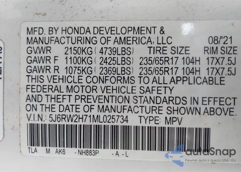 2021 Honda Cr-V Awd Special Edition from USA, damaged, VIN 5J6RW2H71ML025734